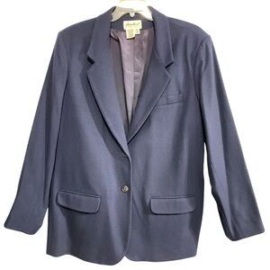 Eddie Bauer Women’s Tall Wool Blazer Coat XXG Navy 2-Button Classic Career